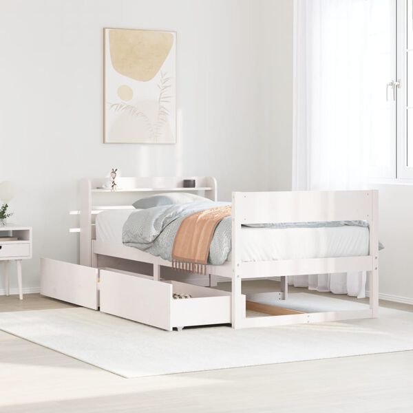 vidaXL Estructura de cama sin colch&oacute;n madera de pino blanca 90x200 cm