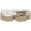 vidaXL Conjunto de sof&aacute; de jard&iacute;n 7 uds. Beige Polirat&aacute;n