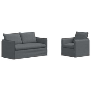vidaXL Juego de Sof&aacute; 2 pcs Gris oscuro 156 x 82 x 85 cm Tela