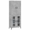 vidaXL Aparador alto madera contrachapada gris hormig&oacute;n 69,5x34x180 cm