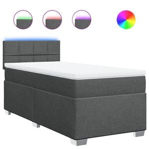 vidaXL Cama box spring con colch&oacute;n tela gris oscuro 80x200 cm