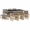 vidaXL Set comedor de jard&iacute;n 11 pzas con cojines rat&aacute;n sint&eacute;tico beige