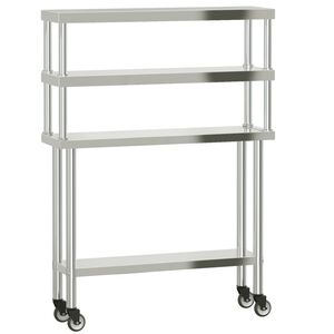 vidaXL Mesa de trabajo para cocina con estante acero inox 110x30x150cm