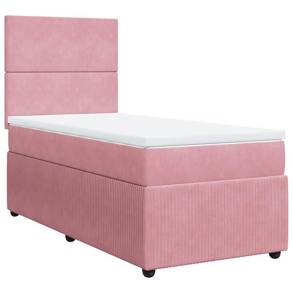 vidaXL Cama box spring con colch&oacute;n terciopelo rosa 90x200 cm