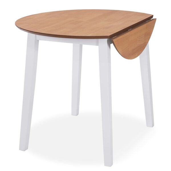 vidaXL Juego de comedor de MDF y madera de caucho 3 piezas blanco