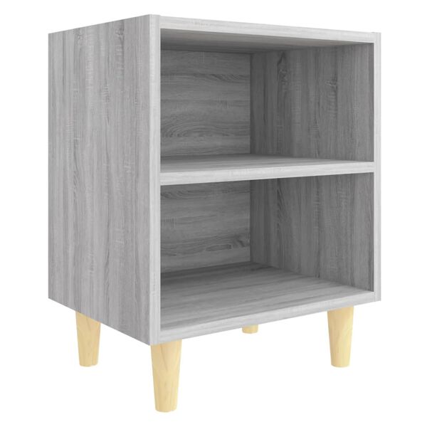 vidaXL Mesita de noche con patas de madera gris Sonoma 40x30x50 cm