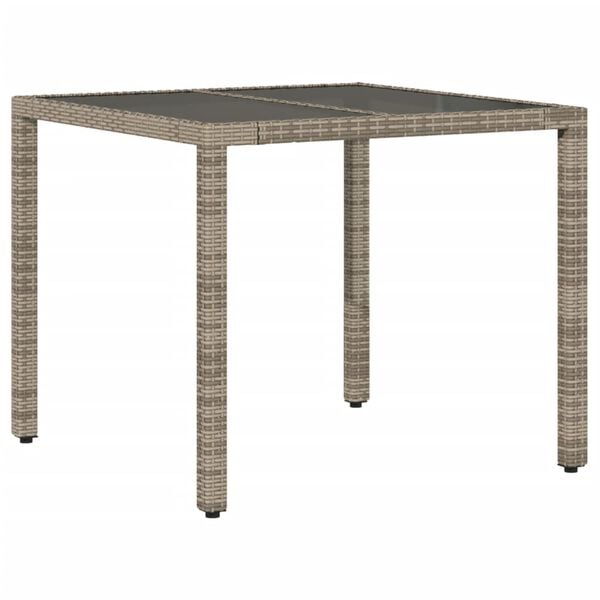 vidaXL Set comedor jard&iacute;n 3 pzas y cojines rat&aacute;n sint&eacute;tico vidrio gris