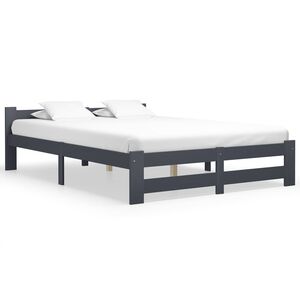 vidaXL Estructura cama sin colch&oacute;n madera pino gris oscuro 140x200 cm