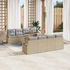 vidaXL Conjunto de sof&aacute; de jard&iacute;n 9 pcs Beige Polirat&aacute;n