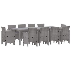 vidaXL Conjunto de Comedor de Jard&iacute;n 11 pcs Gris Claro Polipropileno