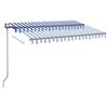 vidaXL Toldo autom&aacute;tico LED sensor de viento azul y blanco 300x250 cm