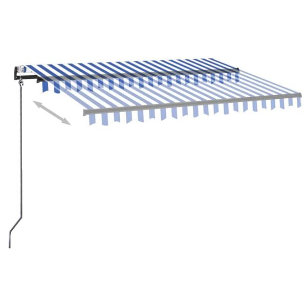 vidaXL Toldo autom&aacute;tico LED sensor de viento azul y blanco 300x250 cm