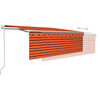 vidaXL Toldo autom&aacute;tico persiana LED ysensor de viento naranja 4,5x3m