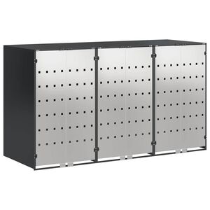 vidaXL Almacenamiento de cubos Wheelie para 3 cubos Antracita Acero