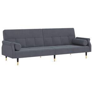vidaXL Sof&aacute; cama con cojines terciopelo gris oscuro
