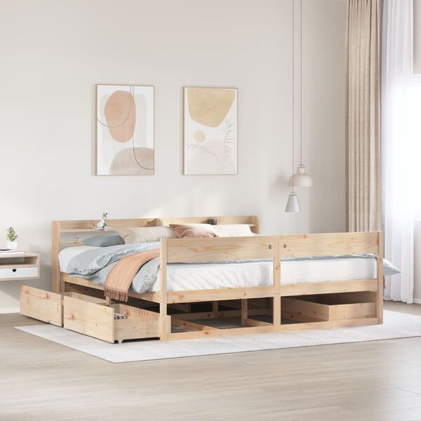 vidaXL Estructura de cama sin colch&oacute;n madera maciza de pino 200x200 cm