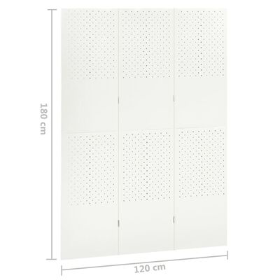 vidaXL Biombo divisor de 3 paneles acero blanco 120x180 cm