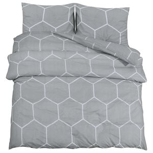 vidaXL Juego de funda n&oacute;rdica gris y blanco 140x200 cm algod&oacute;n
