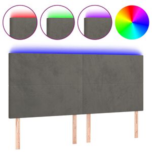 vidaXL Cabecero con luces LED terciopelo gris oscuro 180x5x118/128 cm