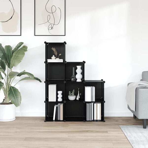 vidaXL Estanter&iacute;a de cubos con 9 compartimentos negro PP