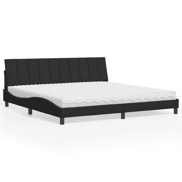 vidaXL Cama con colchón Hanko terciopelo negro 200x200 cm