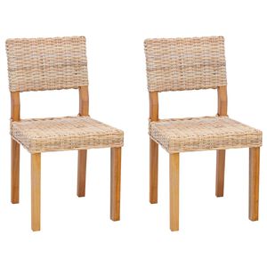 vidaXL Silla de comedor 2 pcs Natural 46 x 55 x 84 cm Rat&aacute;n Kubu