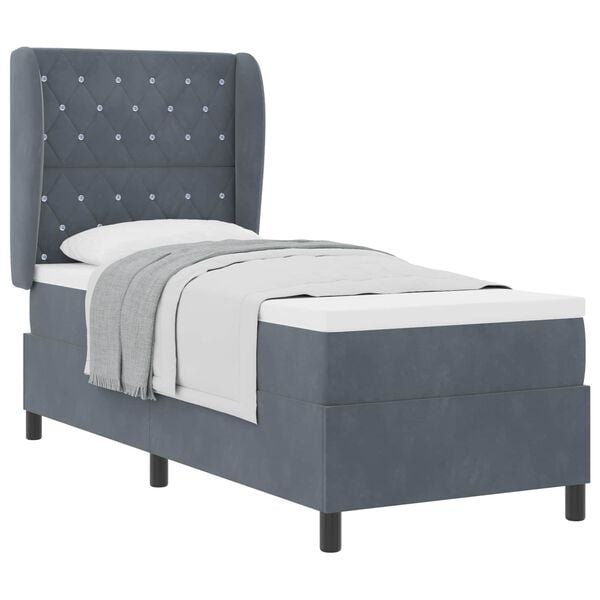 vidaXL Cama tipo Box Spring Gris oscuro 200 x 80 cm Poli&eacute;ster