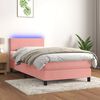 vidaXL Cama box spring colch&oacute;n y LED terciopelo rosa 100x200 cm