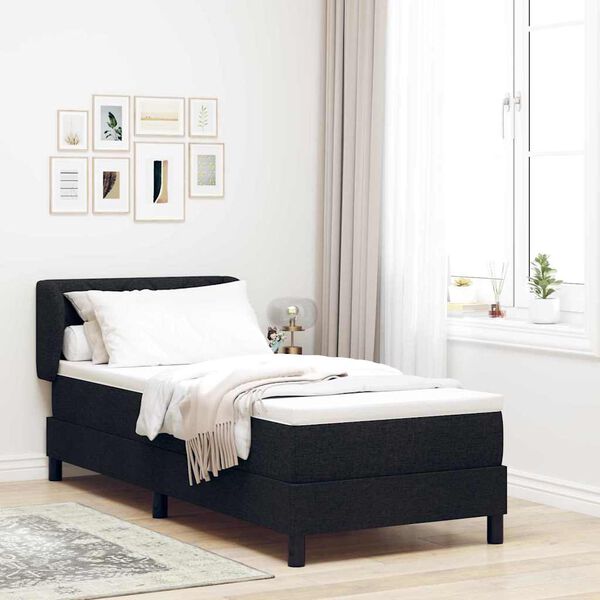 vidaXL Cama tipo Box Spring con colch&oacute;n Negro 80 x 200 cm tela