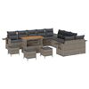 vidaXL Conjunto de sof&aacute;s de jard&iacute;n 14 pcs Gris rat&aacute;n sint&eacute;tico