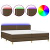 vidaXL Cama box spring con colch&oacute;n LED tela marr&oacute;n oscuro 200x200 cm