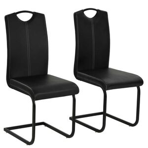 vidaXL Sillas de comedor voladizas 2 unidades cuero sint&eacute;tico negro