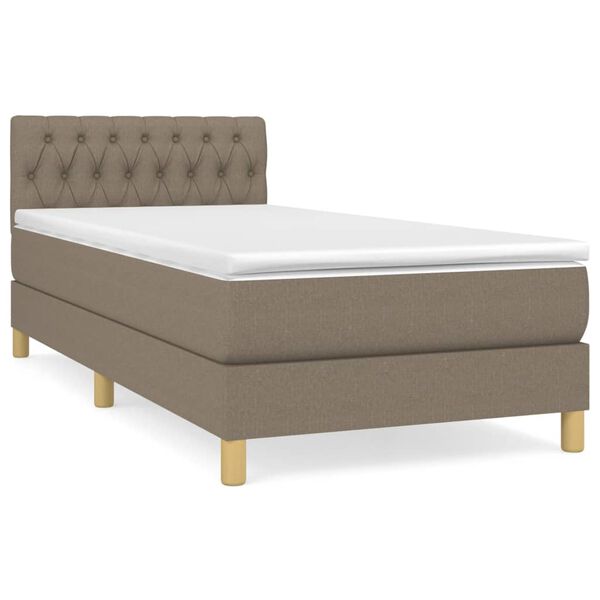 vidaXL Cama box spring con colch&oacute;n tela gris taupe 90x190 cm