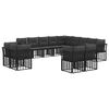 vidaXL Conjunto de sof&aacute;s de exterior Negro y Gris oscuro Poli&eacute;ster