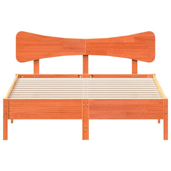vidaXL Estructura de cama sin colch&oacute;n madera maciza marr&oacute;n 135x190 cm