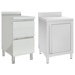 vidaXL Armarios de cocina comerciales 2 piezas de acero inoxidable