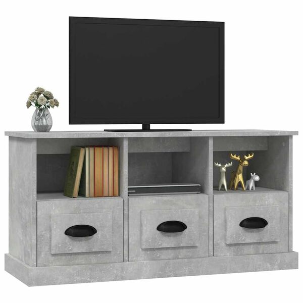 vidaXL Mueble para TV madera contrachapada gris hormigón 100x35x50 cm