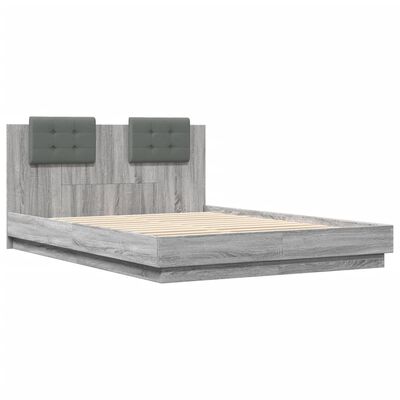 vidaXL Cama con cabecero madera de ingeniería gris Sonoma 120x200 cm