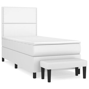 vidaXL Cama box spring con colch&oacute;n cuero sint&eacute;tico blanco 100x200 cm