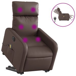 vidaXL Sill&oacute;n de masaje elevable el&eacute;ctrico cuero sint&eacute;tico marr&oacute;n