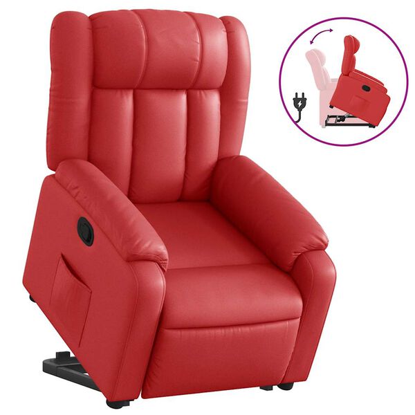 vidaXL Sill&oacute;n reclinable elevable cuero artificial rojo