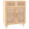 vidaXL Aparador marr&oacute;n madera pino maciza y rat&aacute;n natural 60x30x75 cm
