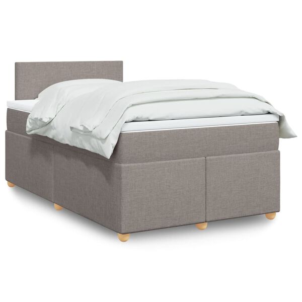 vidaXL Cama box spring con colch&oacute;n tela gris taupe 120x200 cm