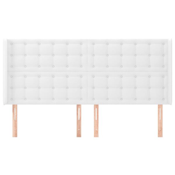vidaXL Cabecero con orejas de cuero sint&eacute;tico blanco 163x16x118/128 cm