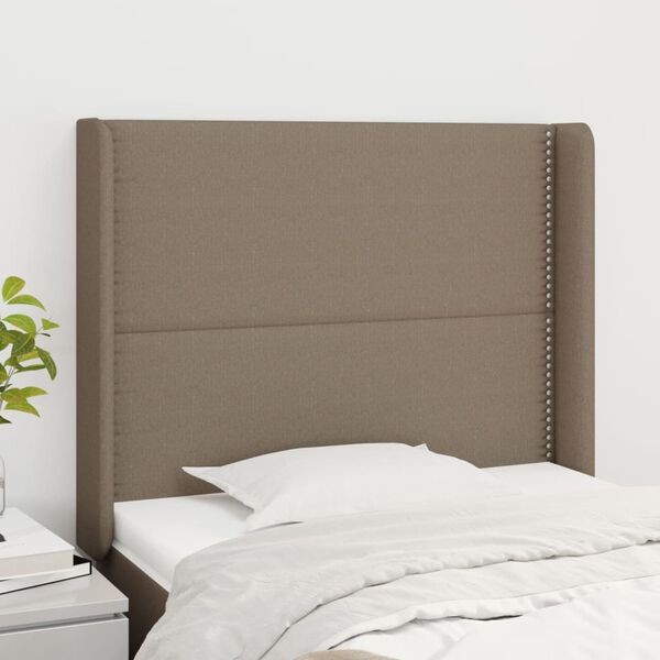 vidaXL Cabecero con orejas de tela gris taupe 103x16x118/128 cm