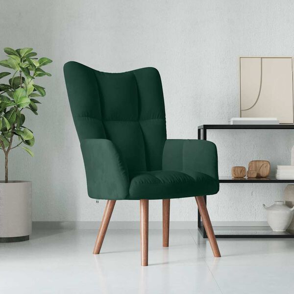 vidaXL Sill&oacute;n de relax de terciopelo verde oscuro