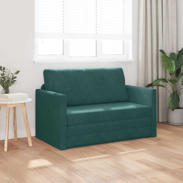 vidaXL Sof&aacute; cama 110cm Verde oscuro Terciopelo