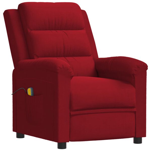 vidaXL Sill&oacute;n de masaje de terciopelo rojo tinto
