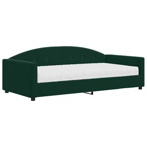 vidaXL Sof&aacute; cama con colch&oacute;n terciopelo verde oscuro 100x200 cm