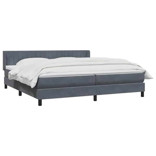 vidaXL Cama box spring con colch&oacute;n terciopelo gris oscuro 180x210 cm